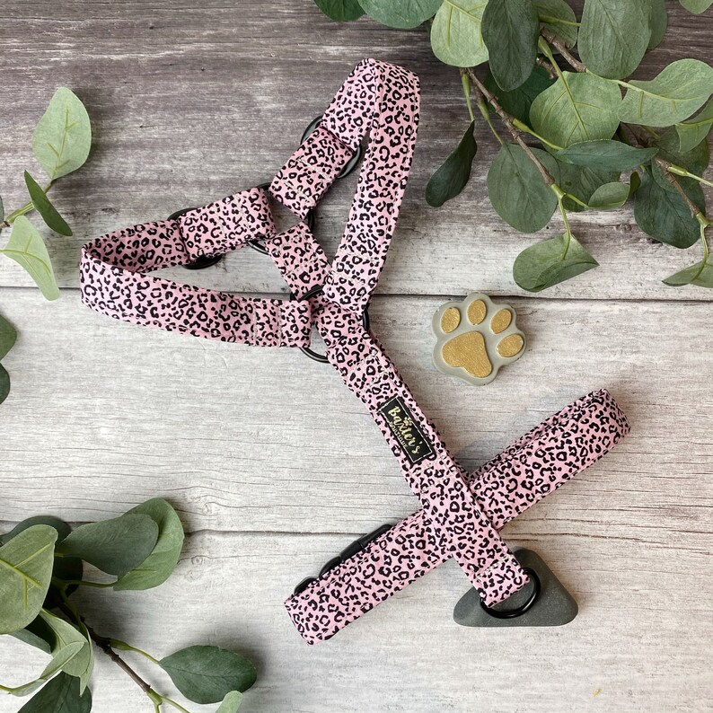 Dog Harness Pink Leopard Print Dog Harness Handmade Dog - Etsy