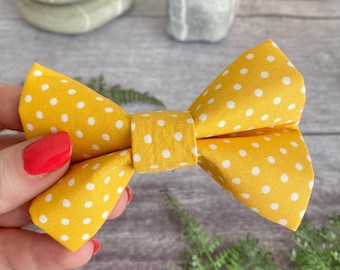 Dog Bow | Lemon Yellow Polka Dot Bow Tie For Dogs | Yellow Dog Bow Tie | Polka Dot Bow Tie For Dog | Pretty Dog Bow Tie | Dog Bow Tie