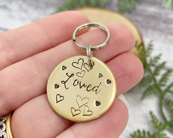 Dog Tag | So So Loved Dog Tag | Brass Pet Tag | Heart Dog Tag | Puppy ID Tag | Dog ID Tag | Cat Tag | Small Pet ID Tag