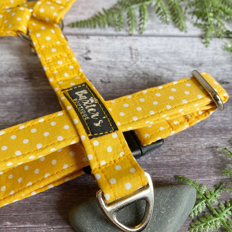 Dog Harness Lemon Yellow Polka Dot Dog Harness Handmade Etsy