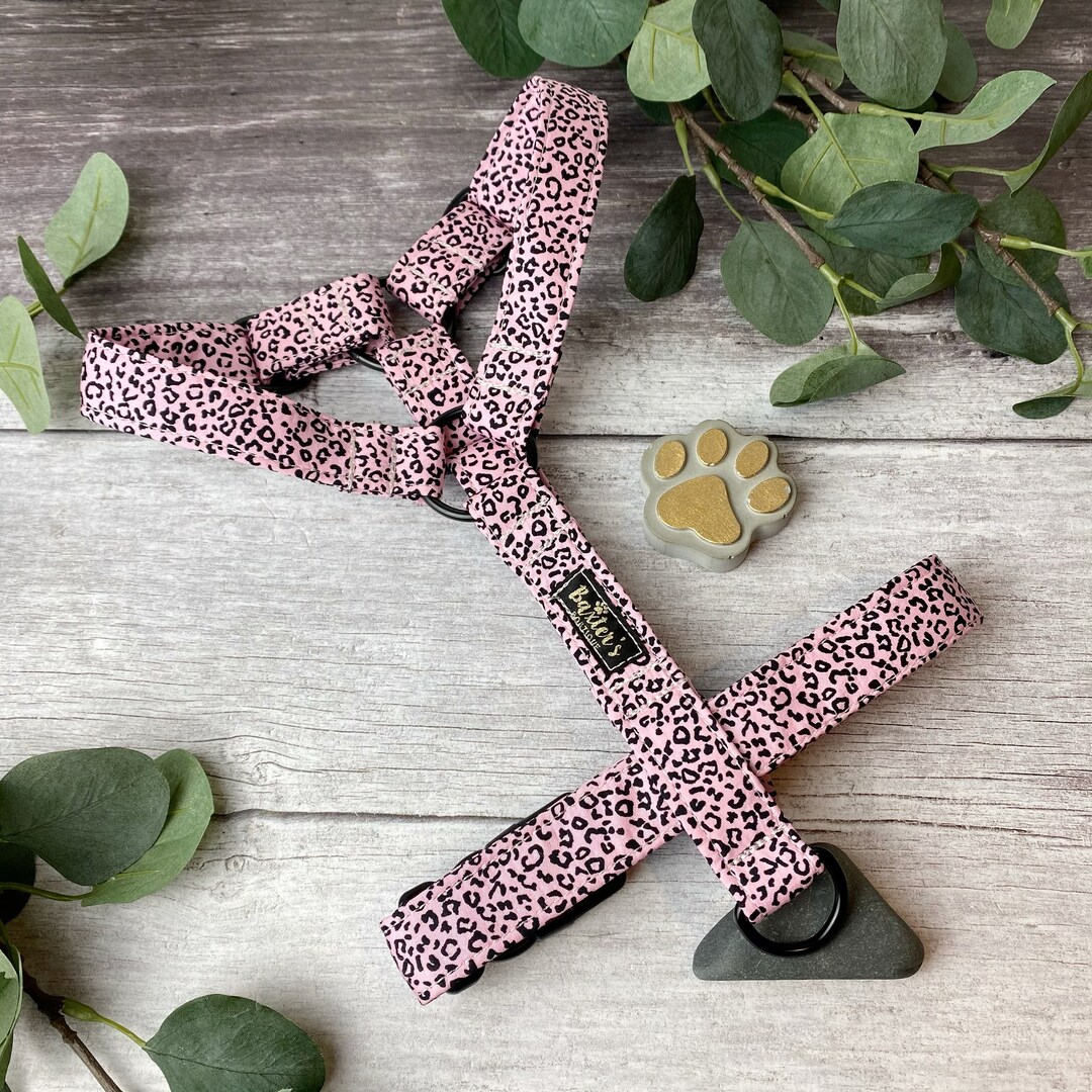 Dog Harness Pink Leopard Print Dog Harness Handmade Dog - Etsy