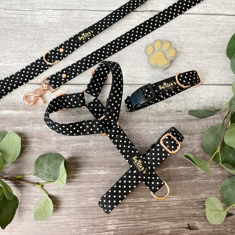 Dog Lead Black Polka Dot Dog Lead Monochrome Dog Lead Etsy