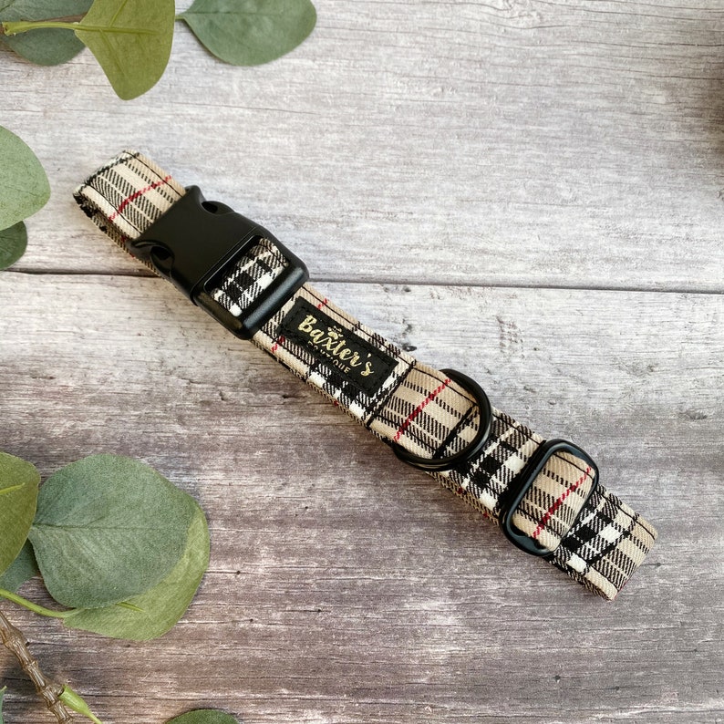 Dog Collar Tan Tartan Dog Collar Handmade Dog Collar Dog Collar And Lead Set Tartan Dog Collar Plaid Collar And Leash image 4