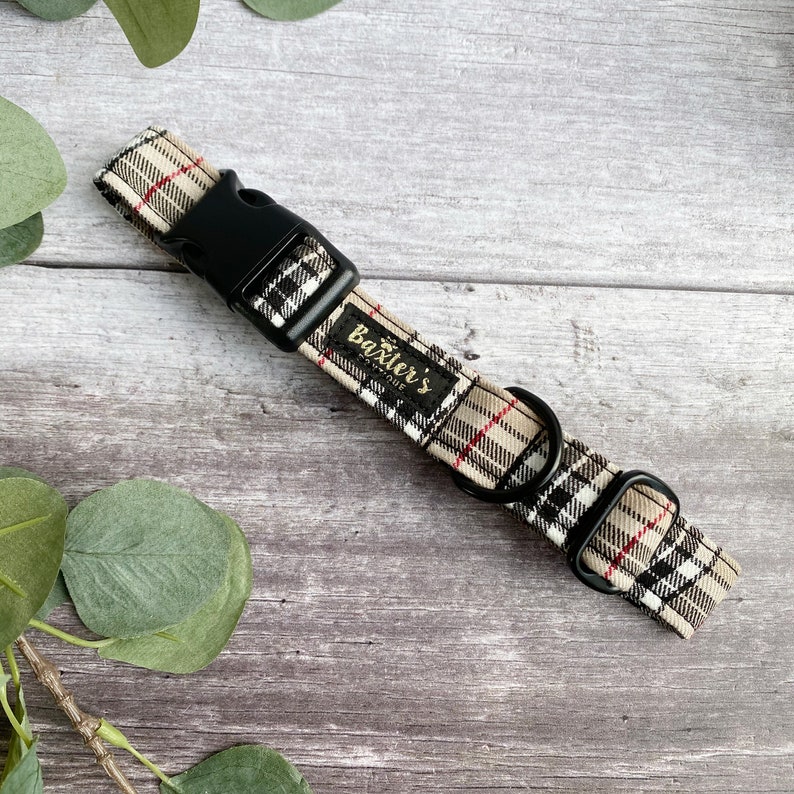 Dog Collar Tan Tartan Dog Collar Handmade Dog Collar Dog Etsy