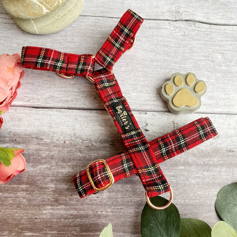 Dog Harness Red Tartan Dog Harness Strap Dog Harness Etsy