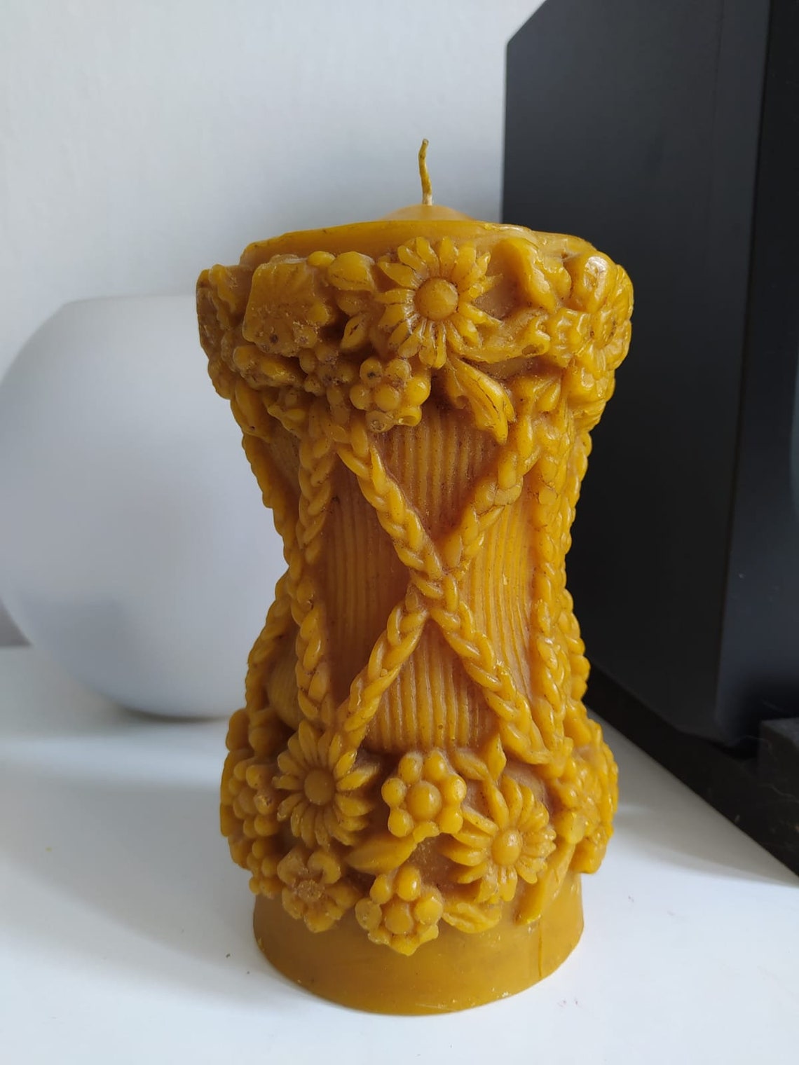 Various Vintage German Carved Wax Pillar Candle Collectable Etsy