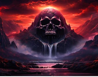 Fondo Skull Mountain de 1,8 m x 0,9 m para Lemax Spooky Town / Dept. 56 Halloween Villages