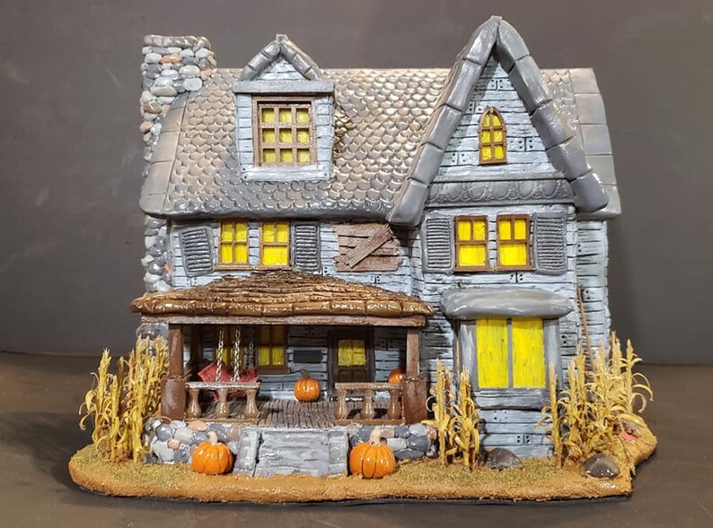 Halloween Miniature Village
 Miniature Halloween Village Hand Made Light up House