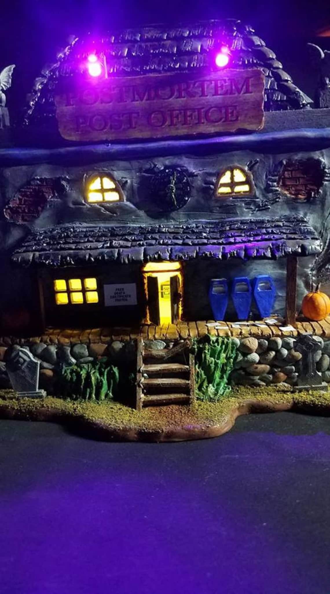 Miniature Halloween Village Hand Made / Light up House / Etsy