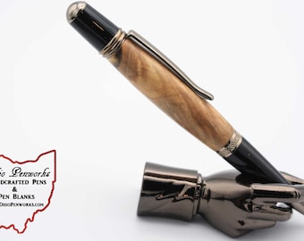 Ballpoint Pen Made With Buckeye Burl Wood,  Components Plated With Chrome & Gunmetal