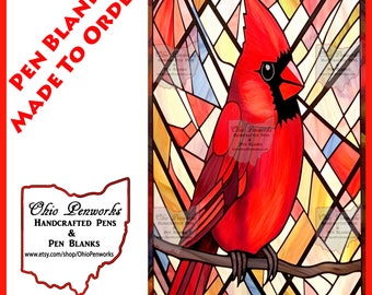 Handgemachter Alumilite Pen Blank mit einem Kardinal als Motiv