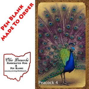 Handcrafted Alumilite Acrylic Pen Blank - Peacock Design in Blue, Purple, Green