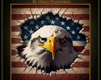 Breakthrough Freedom Eagle Patriotic Resin Pen Blank | American Flag | Bald Eagle | Hand Cast Alumilite Pen Blank | Made to Order