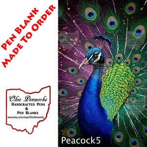Vibrant Blue Peacock Alumilite Acrylic Pen Blank - Unique Feathers