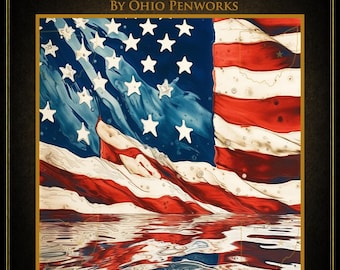 Reflections of Freedom Patriotic American Flag Pen Blank | Hand Cast Alumilite Resin Blank | Americana Pen Turning Project