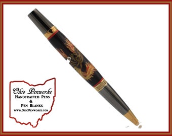 Rising Phoenix Pen, Black Titanium And Titanium Gold | Everyday Carry Pen | Fathers Day Gift or Birthdat Gift