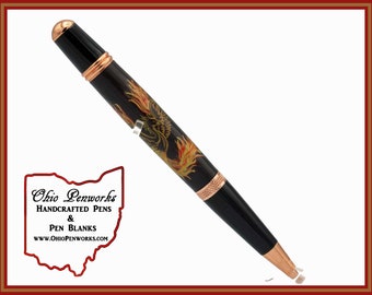 Rising Phoenix Ballpoint Pen, Bright Copper & Black Chrome