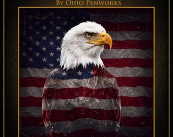 Liberty's Vigil Pen Blank | Patriotic Bald Eagle & American Flag Resin Pen Blank | Hand Cast Alumilite Blank for Custom Pens