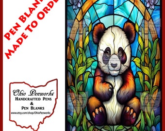 Alumilite Pen Blank with Adorable Panda Bear and Stained Glass Design