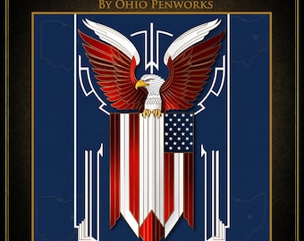 Eagle Dominion Pen Blank | Patriotic Handmade Art Deco American Eagle & Flag Resin Pen Blank | Custom Cast for Sierra, Bolt Action and More