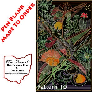 Alumilite Pen Blank - Elegant Art Deco Nature Theme with Plants and Flowers