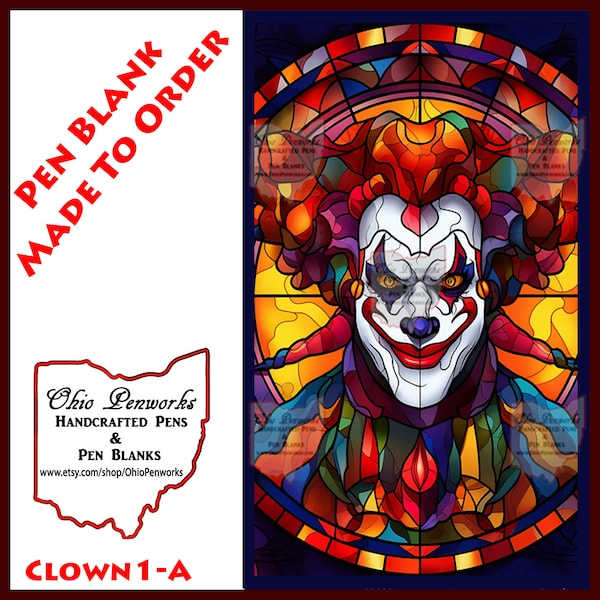 Creepy Clown Alumilite Acrylic Pen Blank for Single Tube Pen Kits - Custom Made