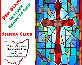 Stained Glass Cross Pen Blank | Sierra Click