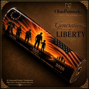 America 250 – Generations of Liberty Pen Blank | 1776–2026 Commemorative Patriotic Resin Pen Blank | USA 250th Anniversary | Alumilite