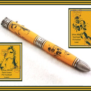 Football Ballpoint Pen, Yellow & Dark Green Gift For Football Player, Coach or Fan image 1