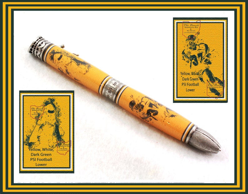 Football Ballpoint Pen, Yellow & Dark Green Gift For Football Player, Coach or Fan image 1