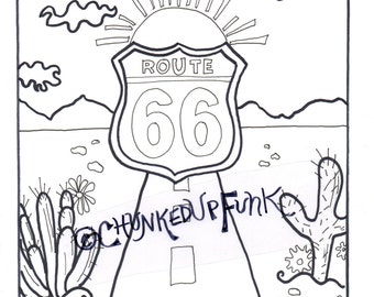 Route 66 Kleurplaat Kleurplaat Volwassene Kinderen Kleuren Etsy