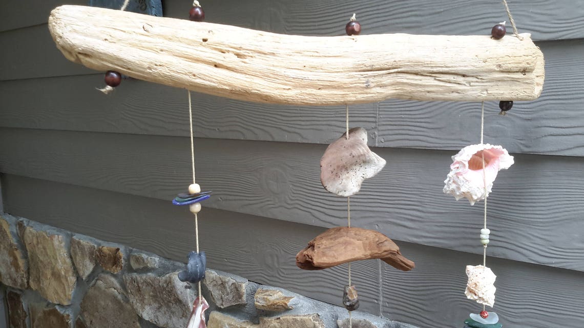 Large Beach Mobile With Driftwood Glass and Shells - Etsy
