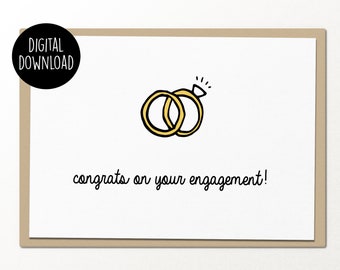 congrats on your engagement printable engagement card digital download funny greeting card engagement congrats greeting card