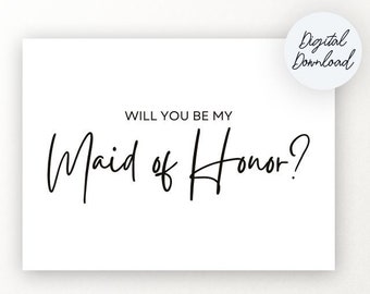 Editable Maid of Honor Card Printable Maid of Honor Card | Etsy
