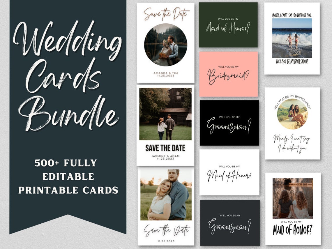 Editable Wedding Proposal Cards Bundle 500 Cards Bundle - Etsy