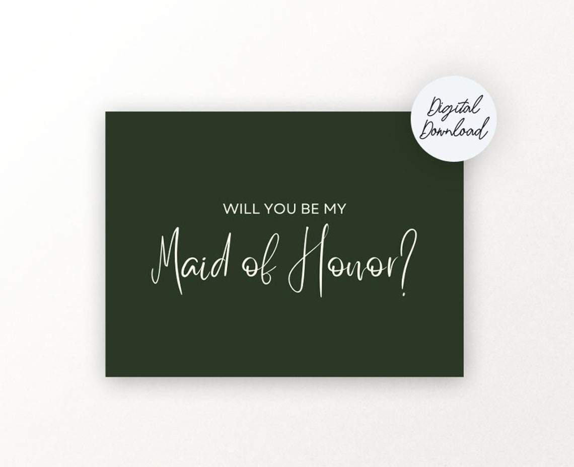 Editable Maid of Honor Card Printable Maid of Honor Card | Etsy