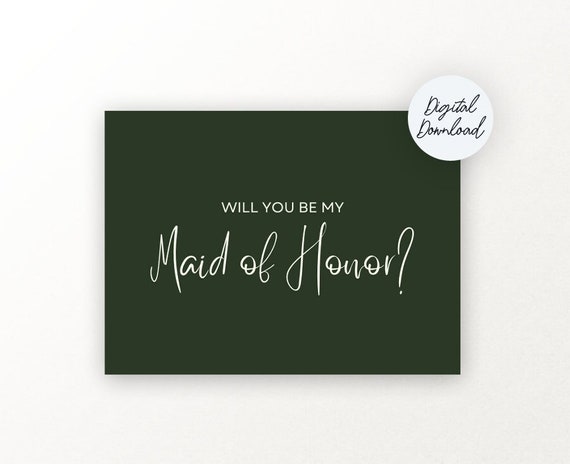 Editable Maid of Honor Card Printable Maid of Honor Card | Etsy