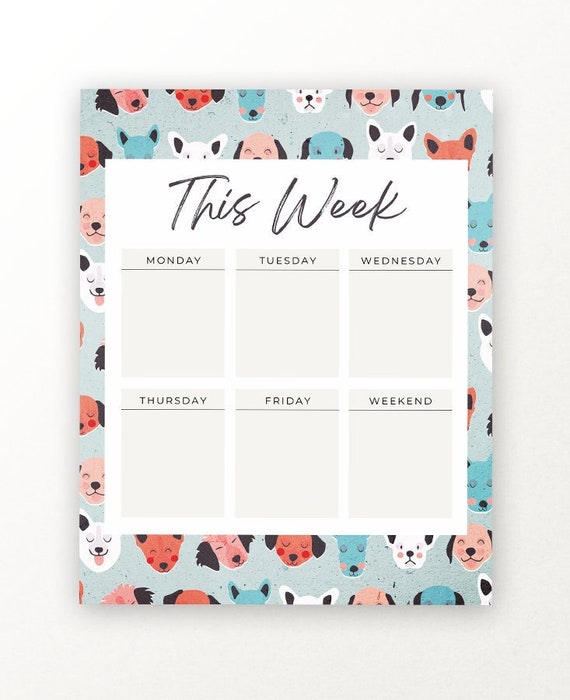 Weekly Planner Printable // Dogs Weekly Planner | Etsy