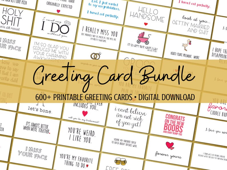 Printable Greeting Card Bundle 600 Cards Bundle Sale Etsy