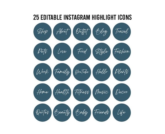 25 Editable Instagram Highlight Covers Highlight Story | Etsy