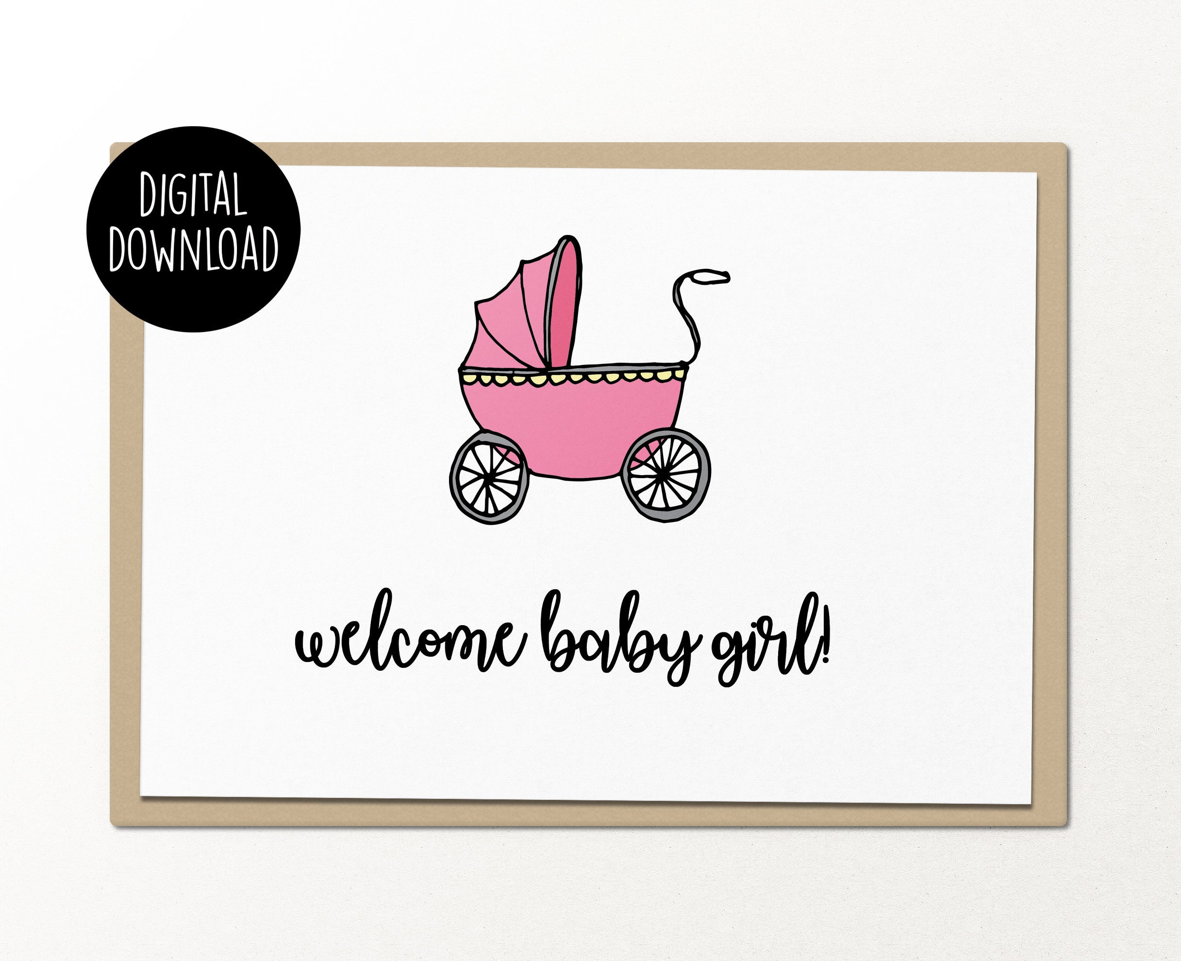 Welcome Baby Girl Printable Baby Card Digital Download Funny Etsy Singapore