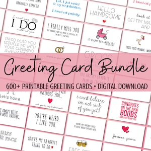 printbare wenskaart bundel 600+ kaarten - bundel verkoop - grappige wenskaarten - verlovingskaarten - babykaart - kaarten voor vrienden