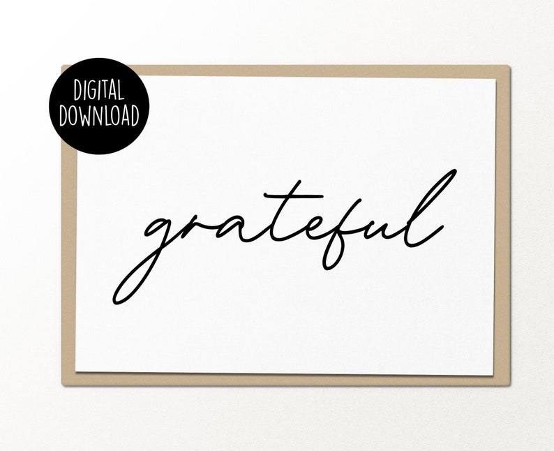 Grateful Greeting Card Printable Digital Download Card for | Etsy