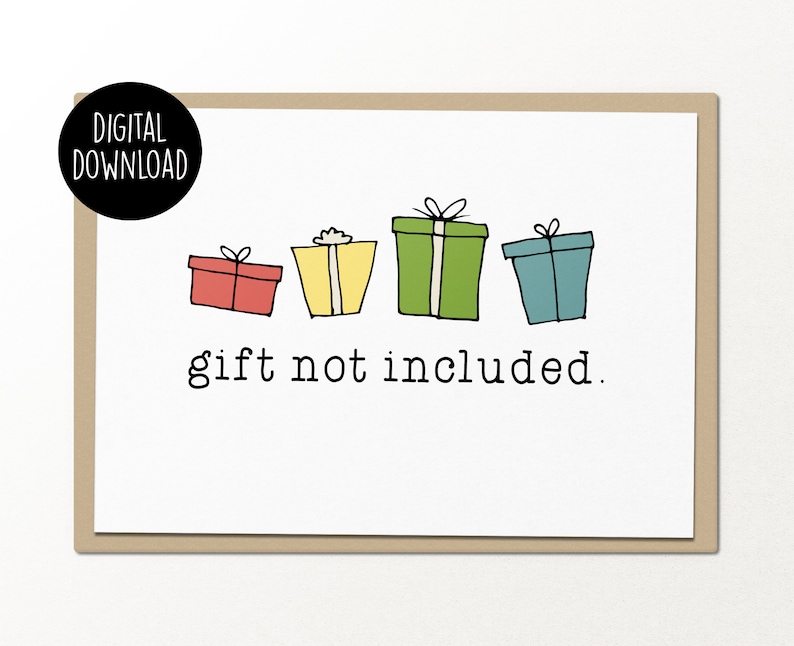 Gift not included printable christmas card digital download Etsy