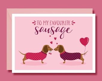 Dachshund Anniversary Card, Sausage Dog Valentines Card