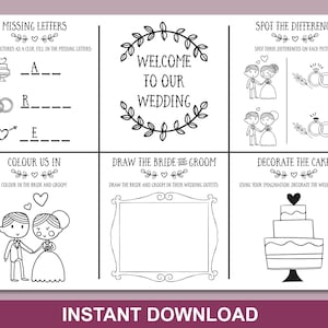 Wedding Kids Activity Pack Wedding Colouring Book Printable - Etsy