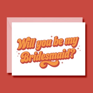 Will You Be My Bridesmaid Card, Bridesmaid Proposal Card, Bridesmaid Gift, Bridesmaid Box,  70s Retro Style, Colourful, Rock n Roll, Unique