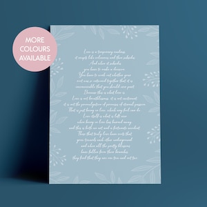 Citazione del mandolino del capitano Corelli, stampa, decorazione murale, poster, lettura di nozze, poesia d'amore, regalo di anniversario di nozze, l'amore è una follia temporanea