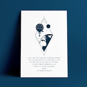 Stampa citazione di The Amber Spyglass, Philip Pullman Ti amerò per sempre, Lettura di nozze di His Dark Materials, Regalo letterario Arte di Amber Spyglass