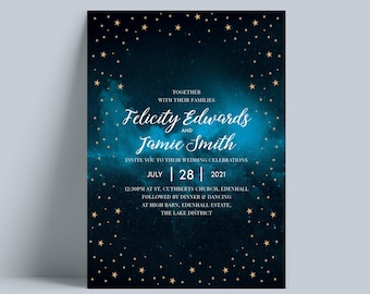 Celestial Wedding Invitation: Starry Night Galaxy Design (PDF)